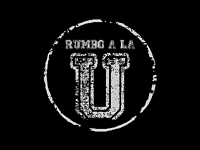 Rumbo A la U magazine logo in black and white